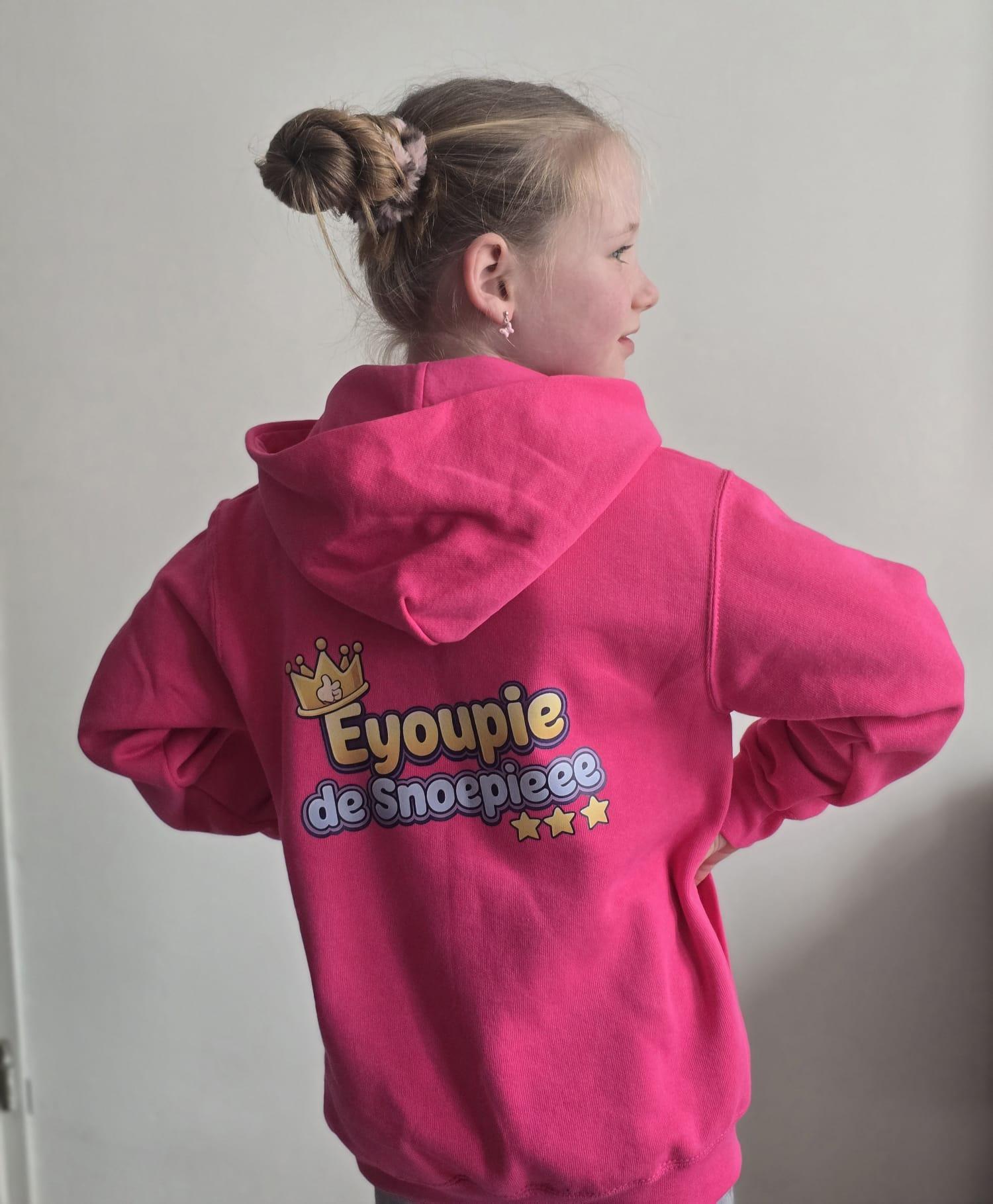 Roze kids hoodie achterkant