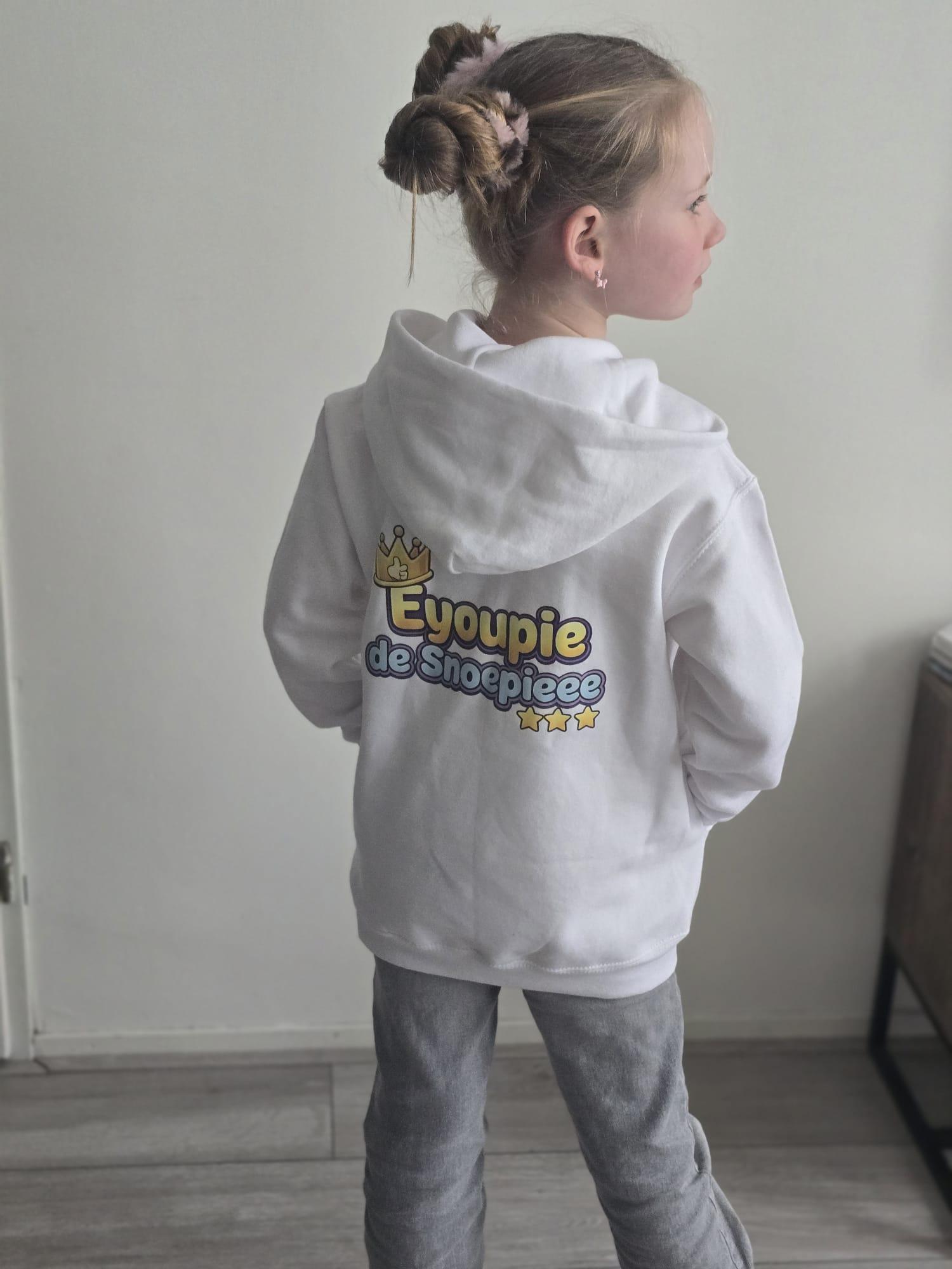 Witte kids hoodie achterkant