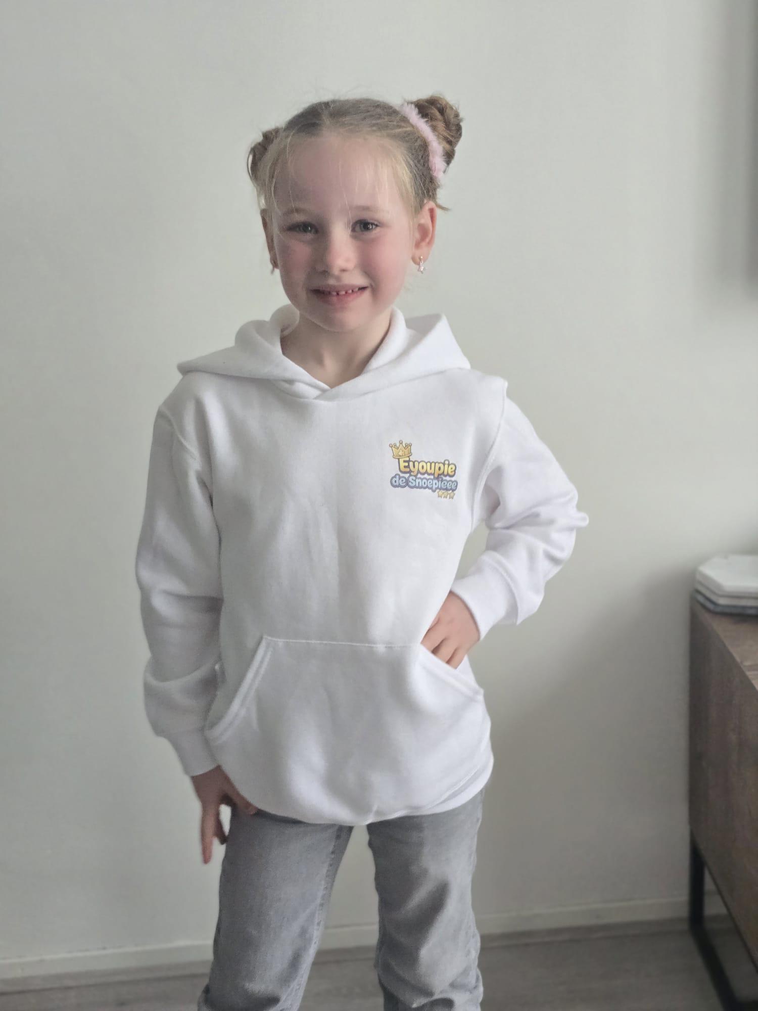 Witte kids hoodie voorkant